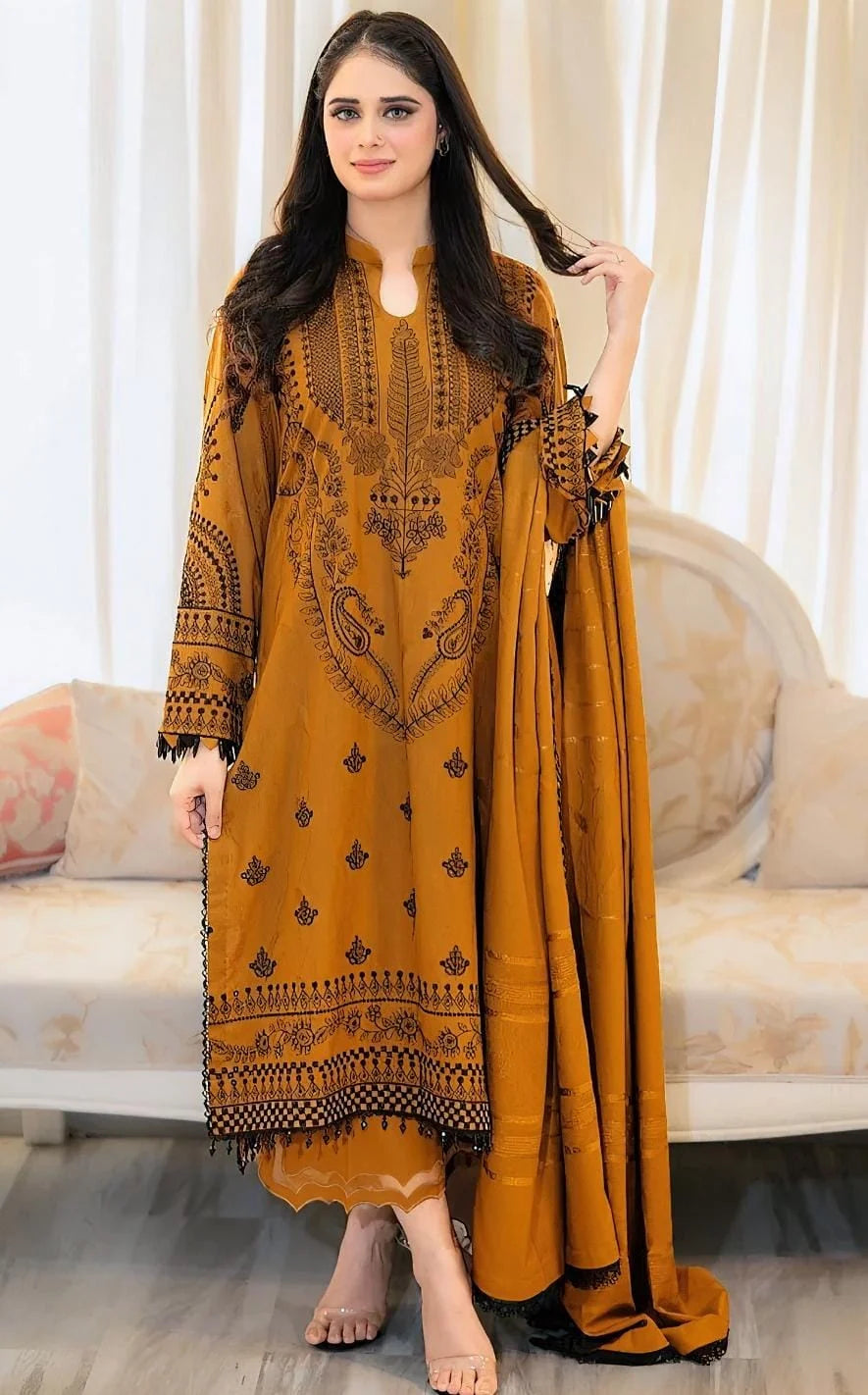 Nakoosh 2133 Heavy Embroidery Dhanak 3PC -Unstitched