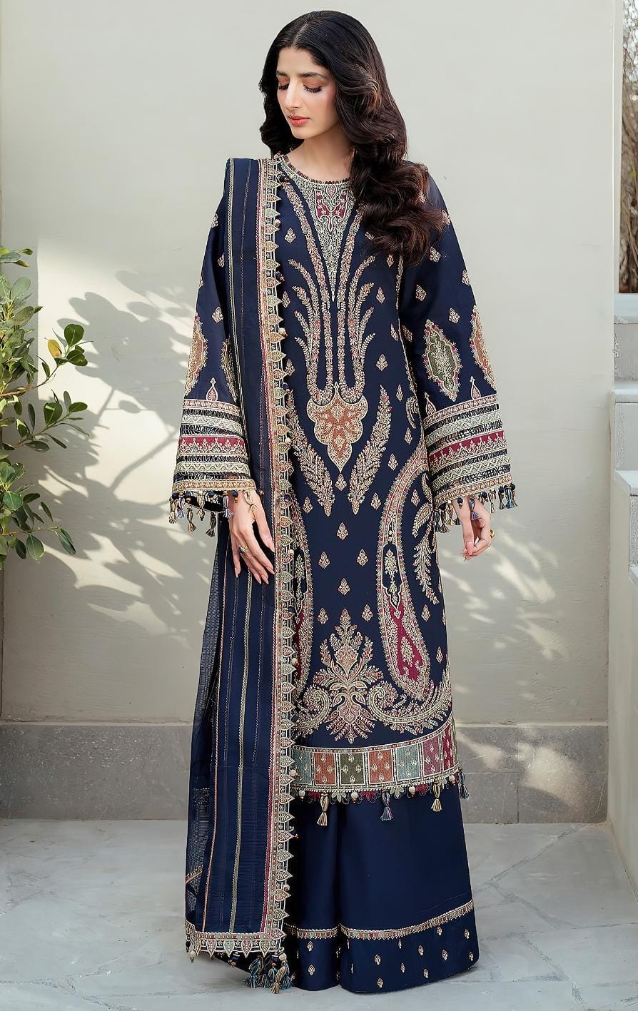 Jazmin 2152 Heavy Embroidered Dhanak 3PC- Unstitched