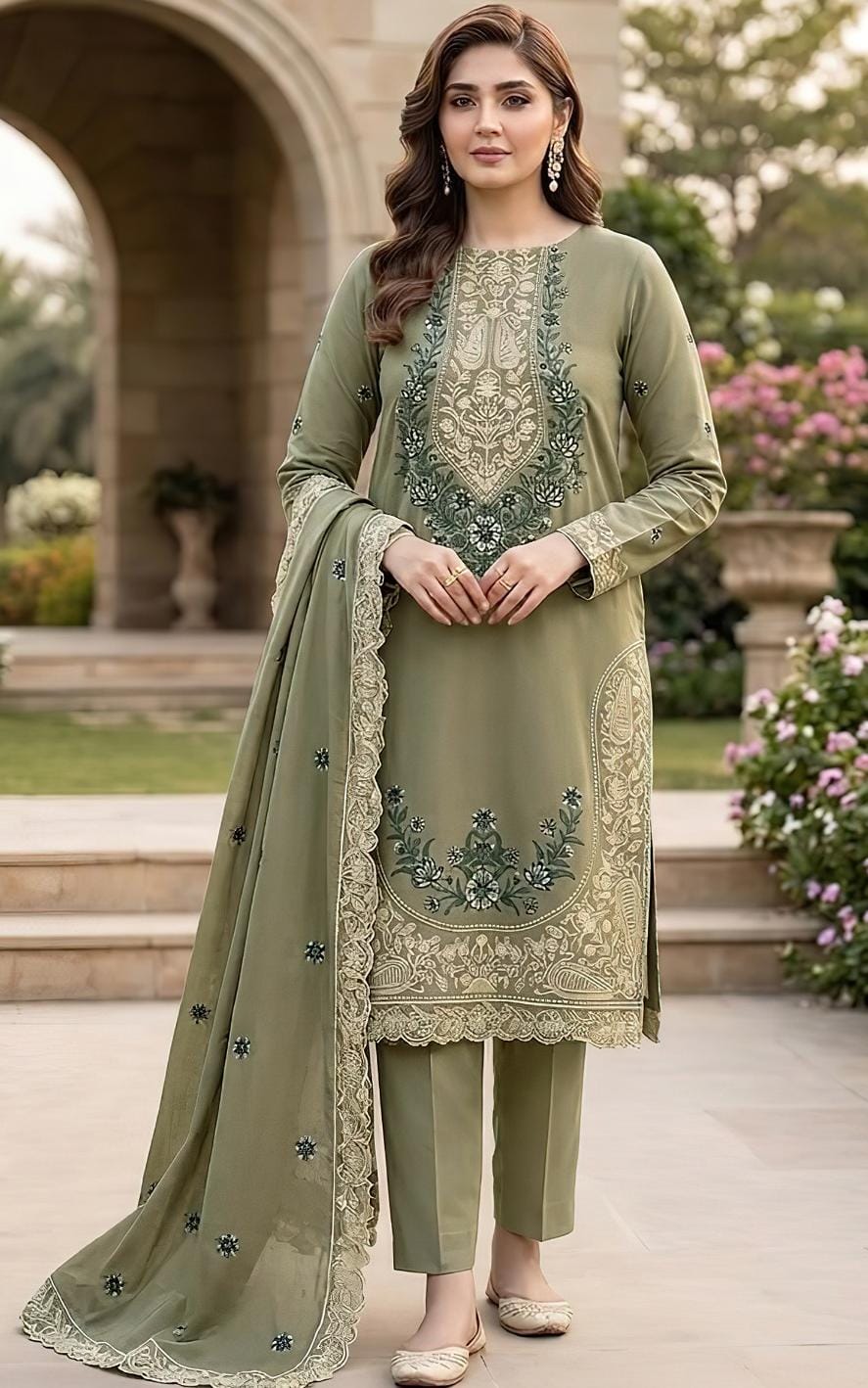 Maria B 2170 Heavy Embroidered Dhanak 3PC- Unstitched