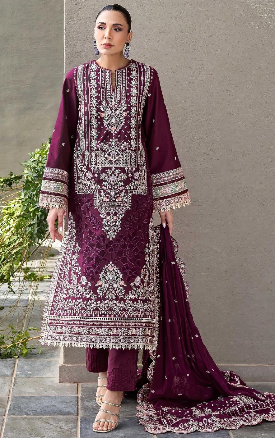 Akbar Aslam 2246 Heavy Embroidered Dhanak 3PC - Unstitched