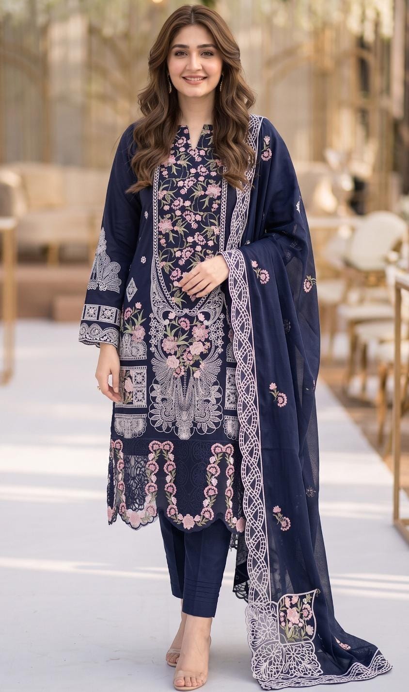 Aneela 2258 Heavy Embroidered Dhanak 3PC - Unstitched