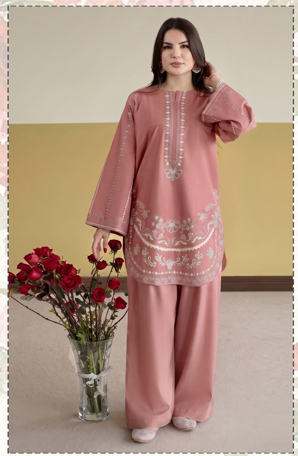 Urge 2317 Heavy Embroidered Dhanak 2pc - Unstitched