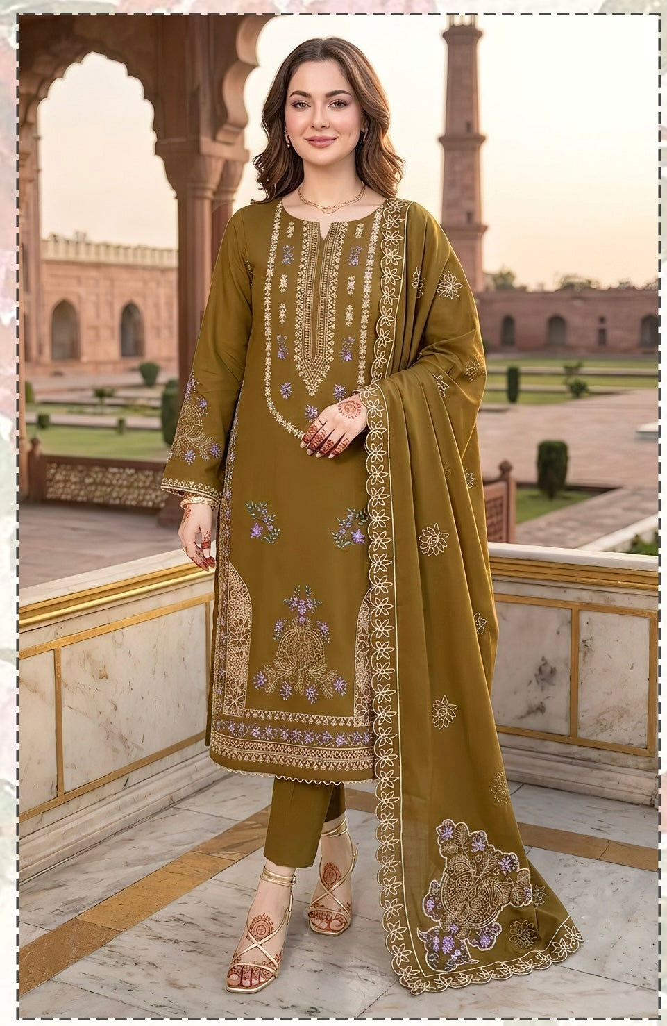 Maria B 2163 Heavy Embroidered Dhanak 3PC-Unstitched