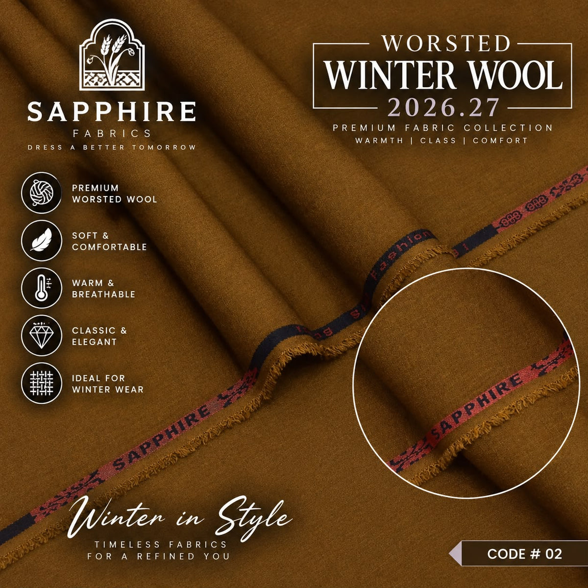 Sapphire Mens Wrosted 3D Wool (Medium Weight) C-2