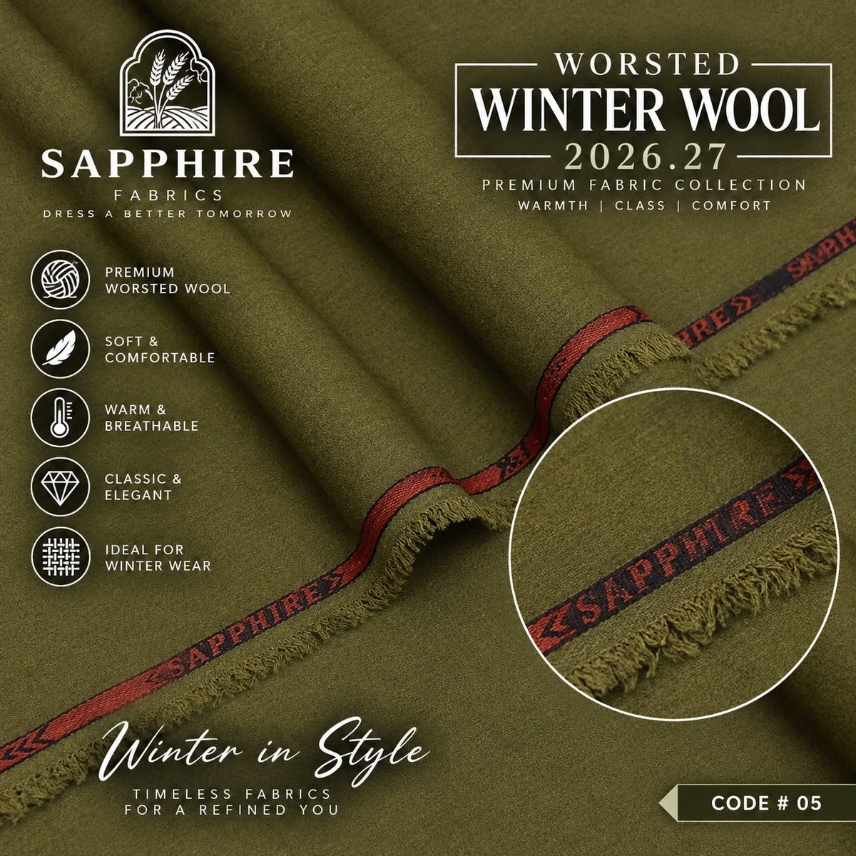 Sapphire Mens Wrosted 3D Wool (Medium Weight) C-5