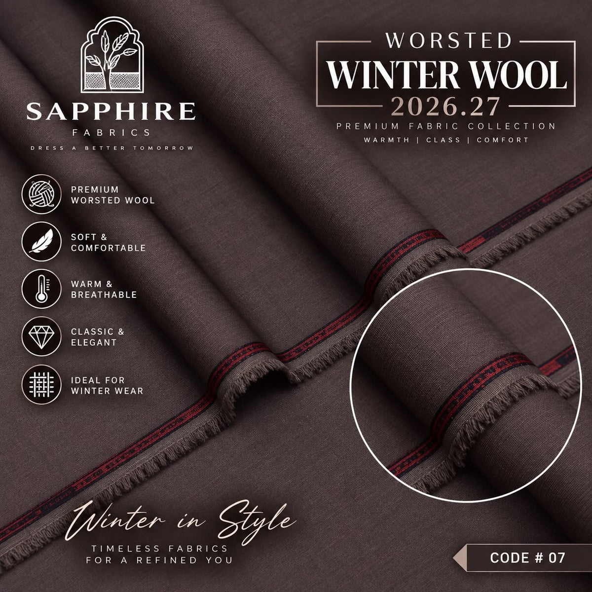 Sapphire Mens Wrosted 3D Wool (Medium Weight) C-7