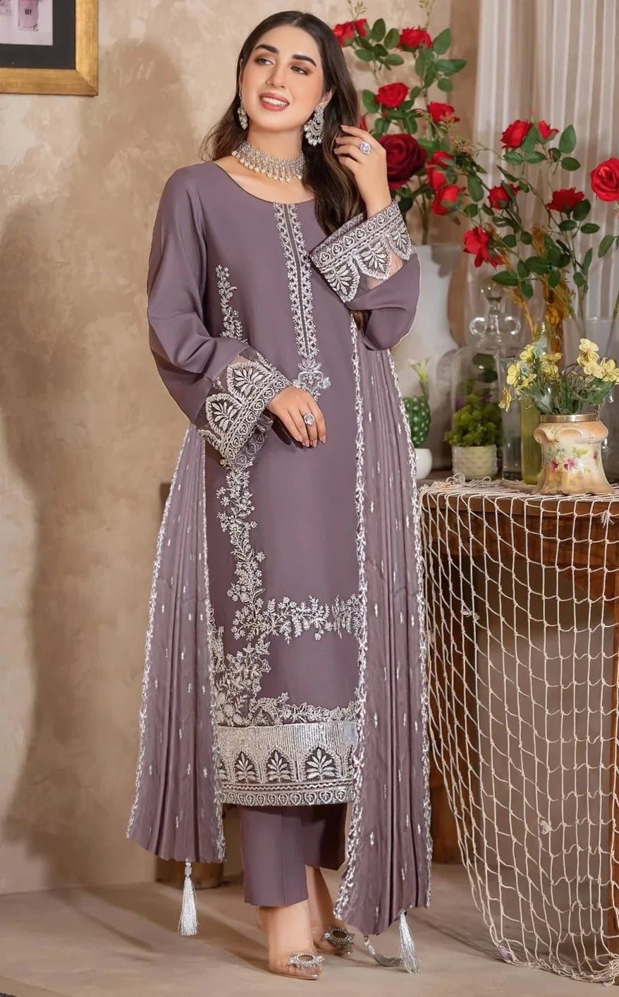 Zarqash 2273 Heavy Embroidered Dhanak 3PC - Unstitched