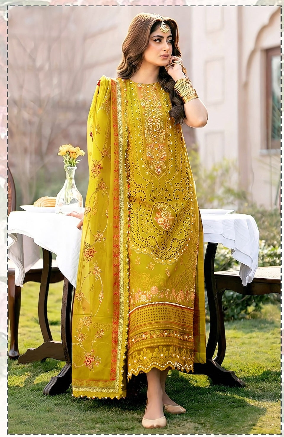 Bin Ilyas 2283 Heavy Embroidered Dhanak 3pc - Unstitched
