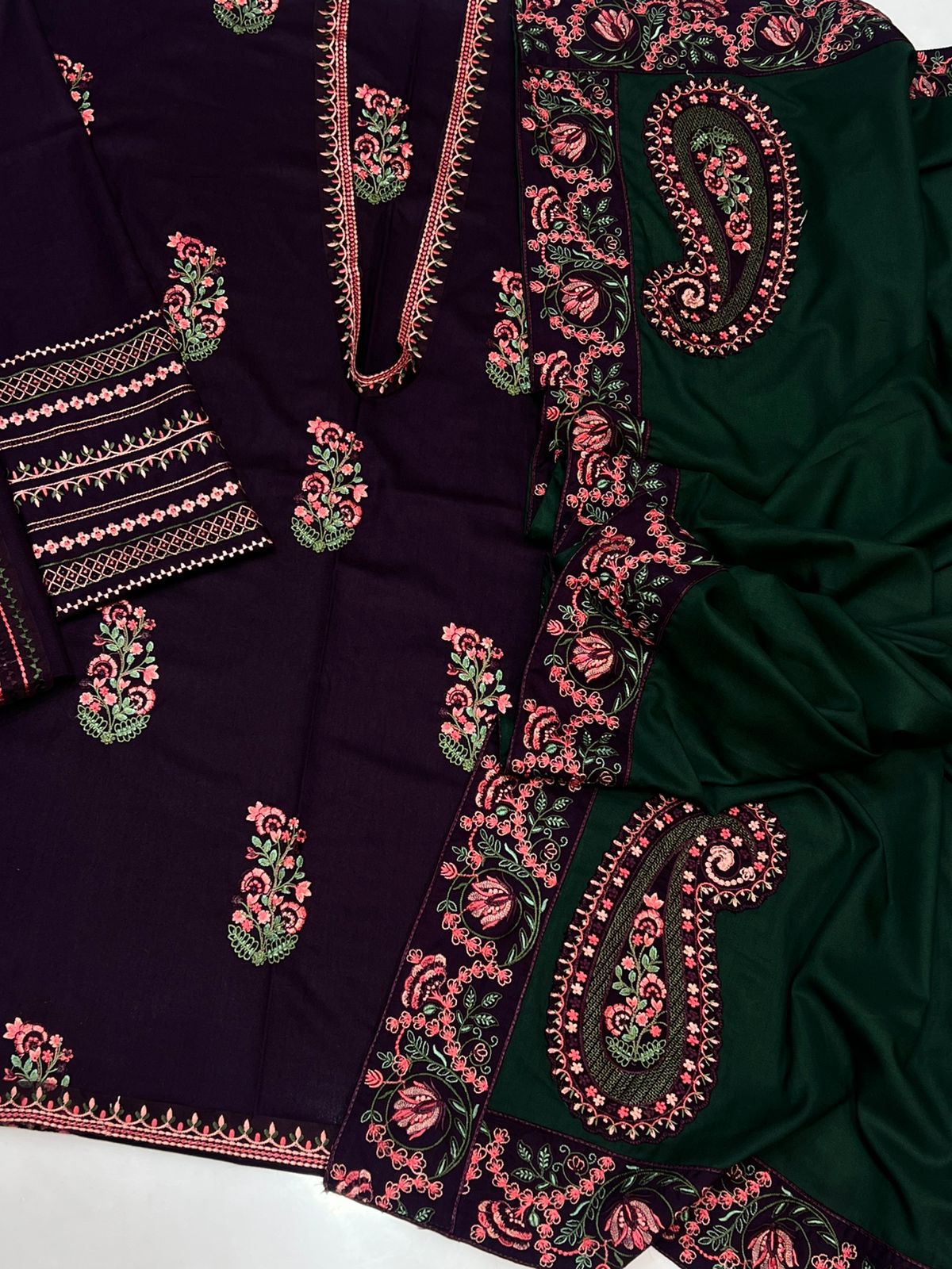 Batik 2155 Heavy Embroidered Dhanak 3pc - Unstitched