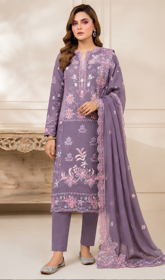 Asim Jofa 203- Heavy Embroidery Dhanak 3pc - Unstitched