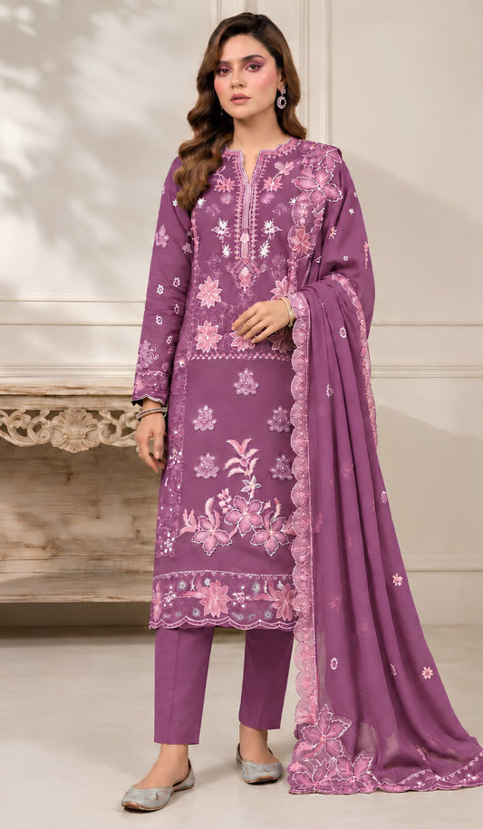 Asim Jofa 203- Heavy Embroidery Dhanak 3pc - Unstitched