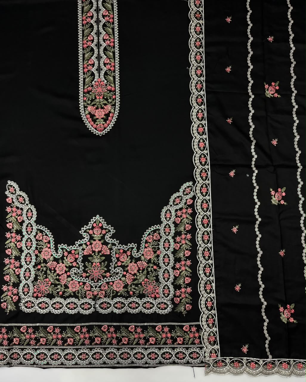Crimson 208 Black- Heavy Embroidered 3pc- Unstitched
