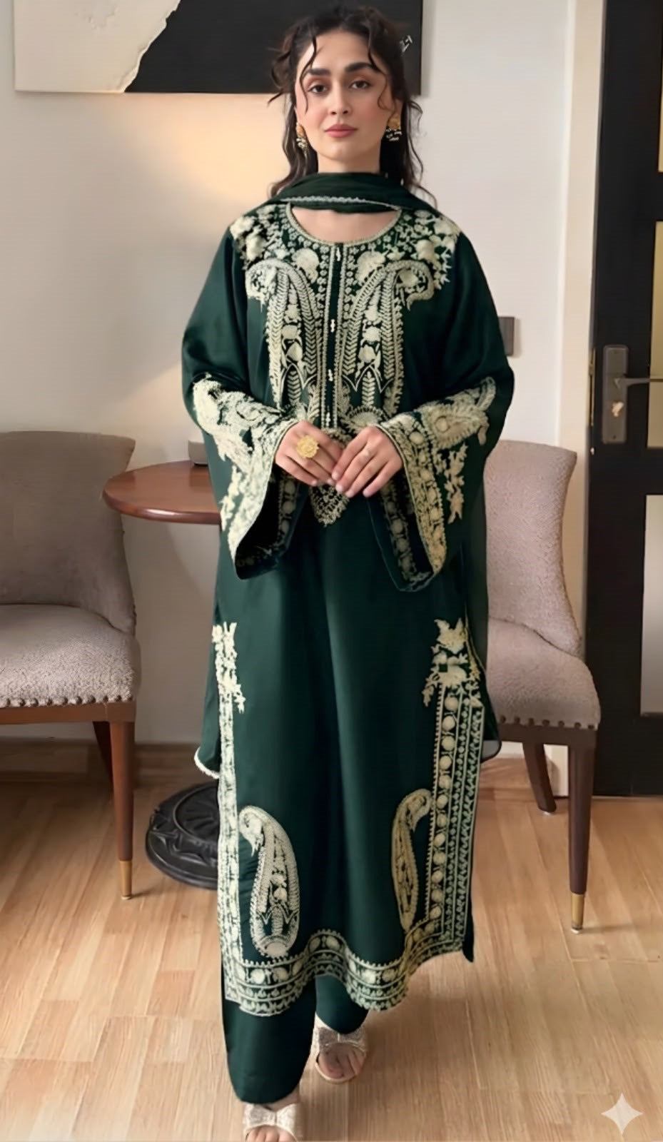 Zarqash 211 Heavy Embroidered Dhanak 3PC- Unstitched