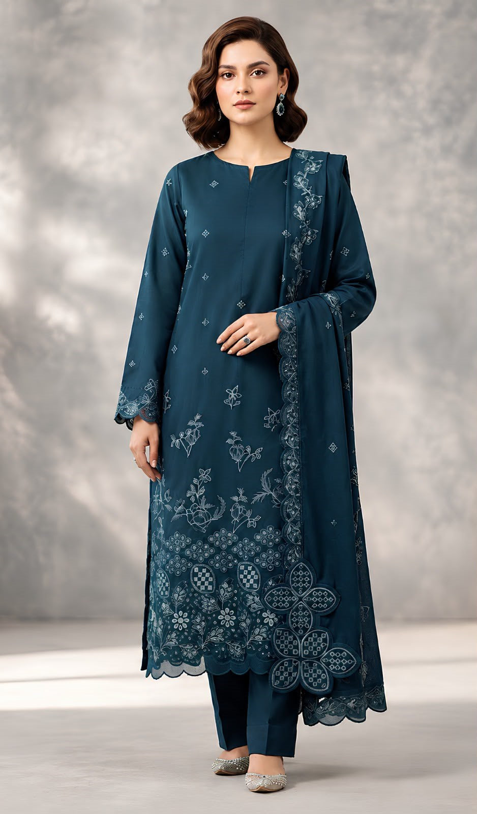 Tawakal 212 Heavy Embroidered Dhanak 3PC- Unstitched