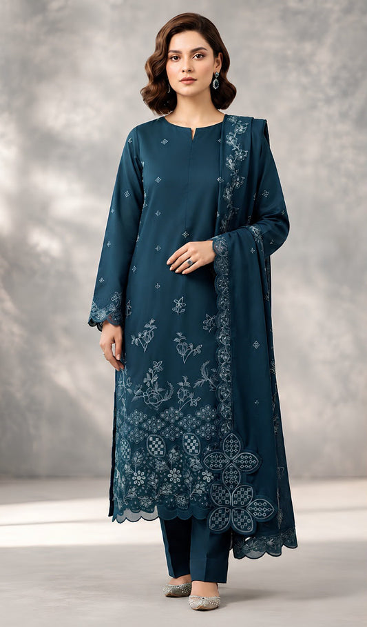 Tawakal 212 Heavy Embroidered Dhanak 3PC- Unstitched