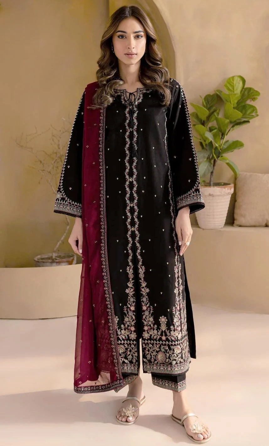 Batik 2135 Heavy Embroidered Dhanak 3PC- Unstitched