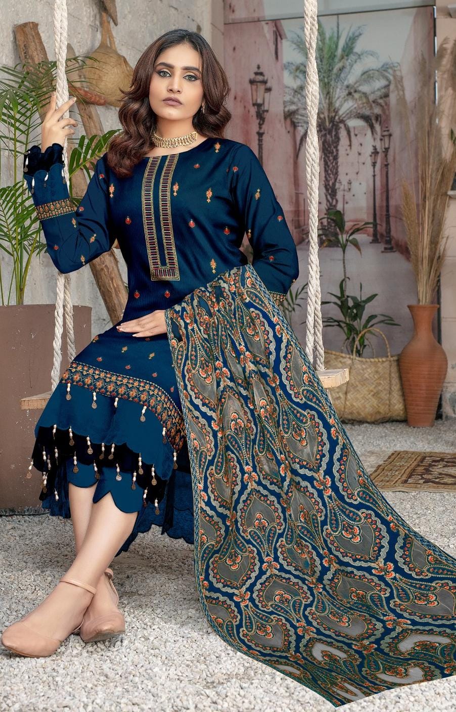 Bareeze 2136 Heavy Embroidered Dhanak 3PC - Unstitched