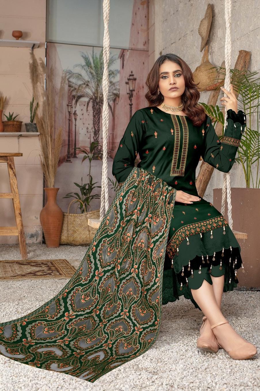 Bareze 2138 Heavy Embroidered Dhanak 3PC - Unstitched