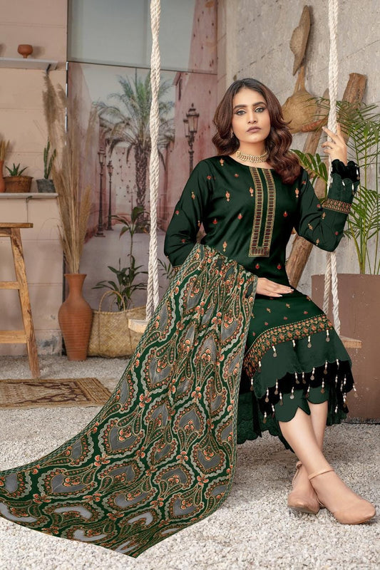 Bareze 2138 Heavy Embroidered Dhanak 3PC - Unstitched