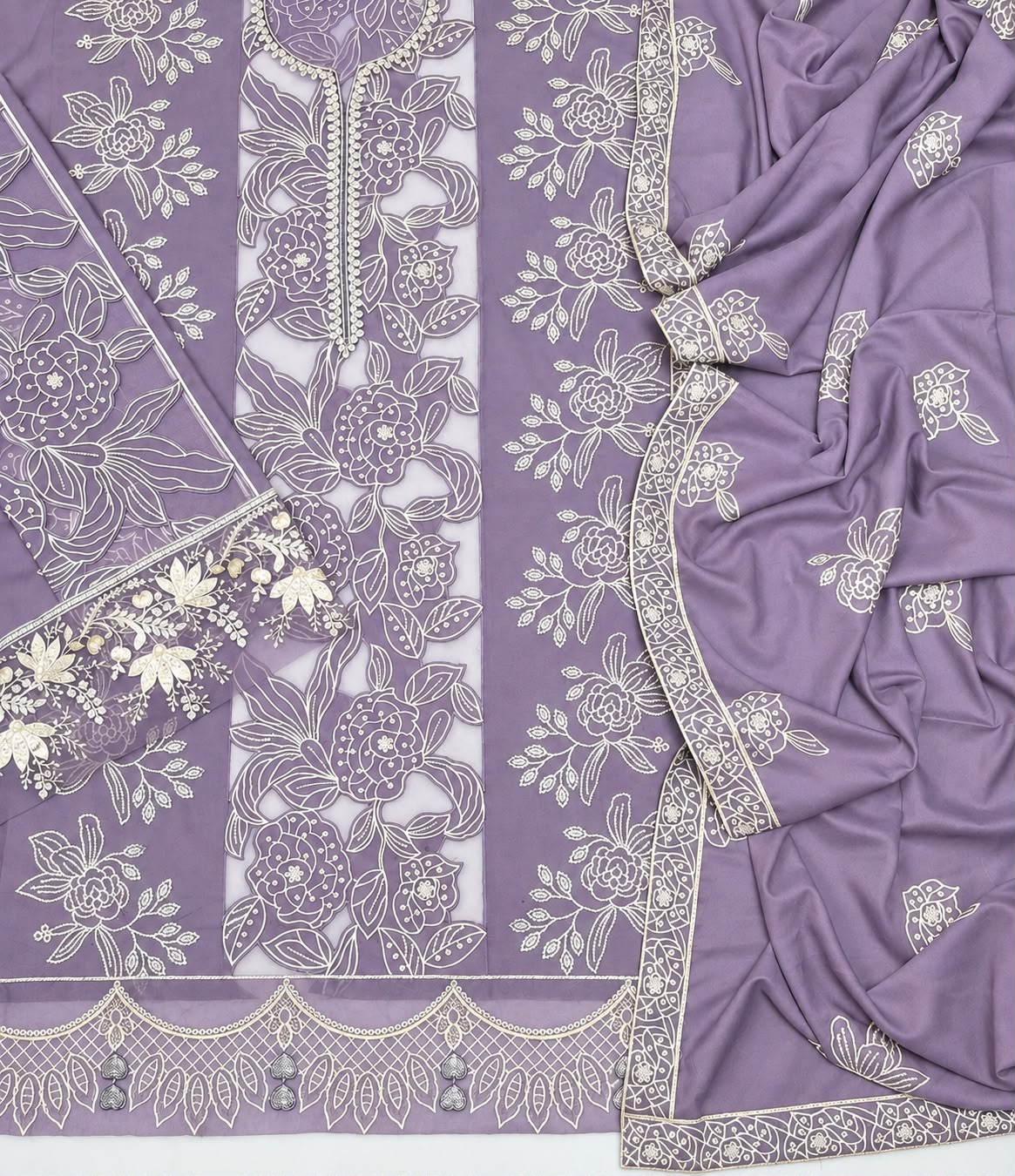 Maria B 213 Purple Heavy Embroidered Dhanak 3PC - Unstitched