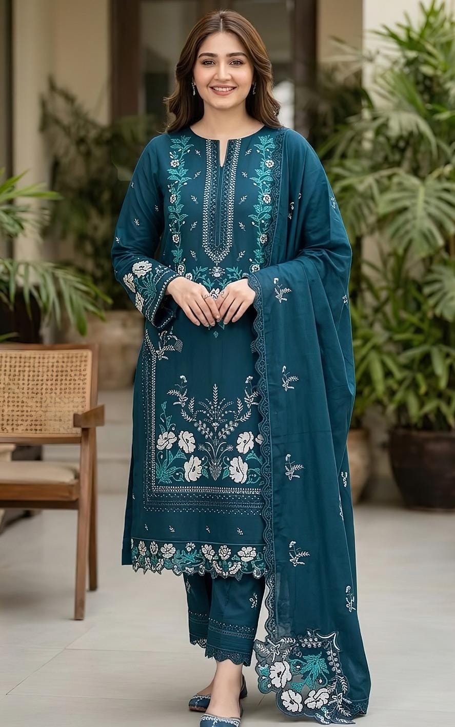 Maria B 2145 Heavy Embroidered Dhanak 3PC - Unstitched