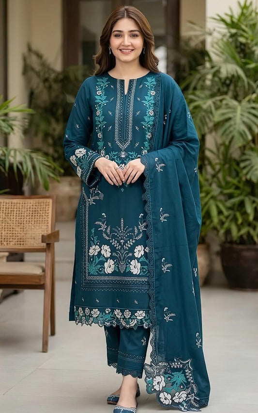 Maria B 2145 Heavy Embroidered Dhanak 3PC - Unstitched