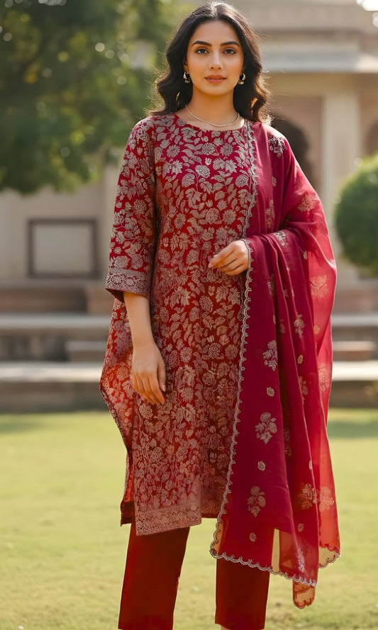 Bareeze 216 Heavy Embroidery Dhanak 3PC- Unstitched
