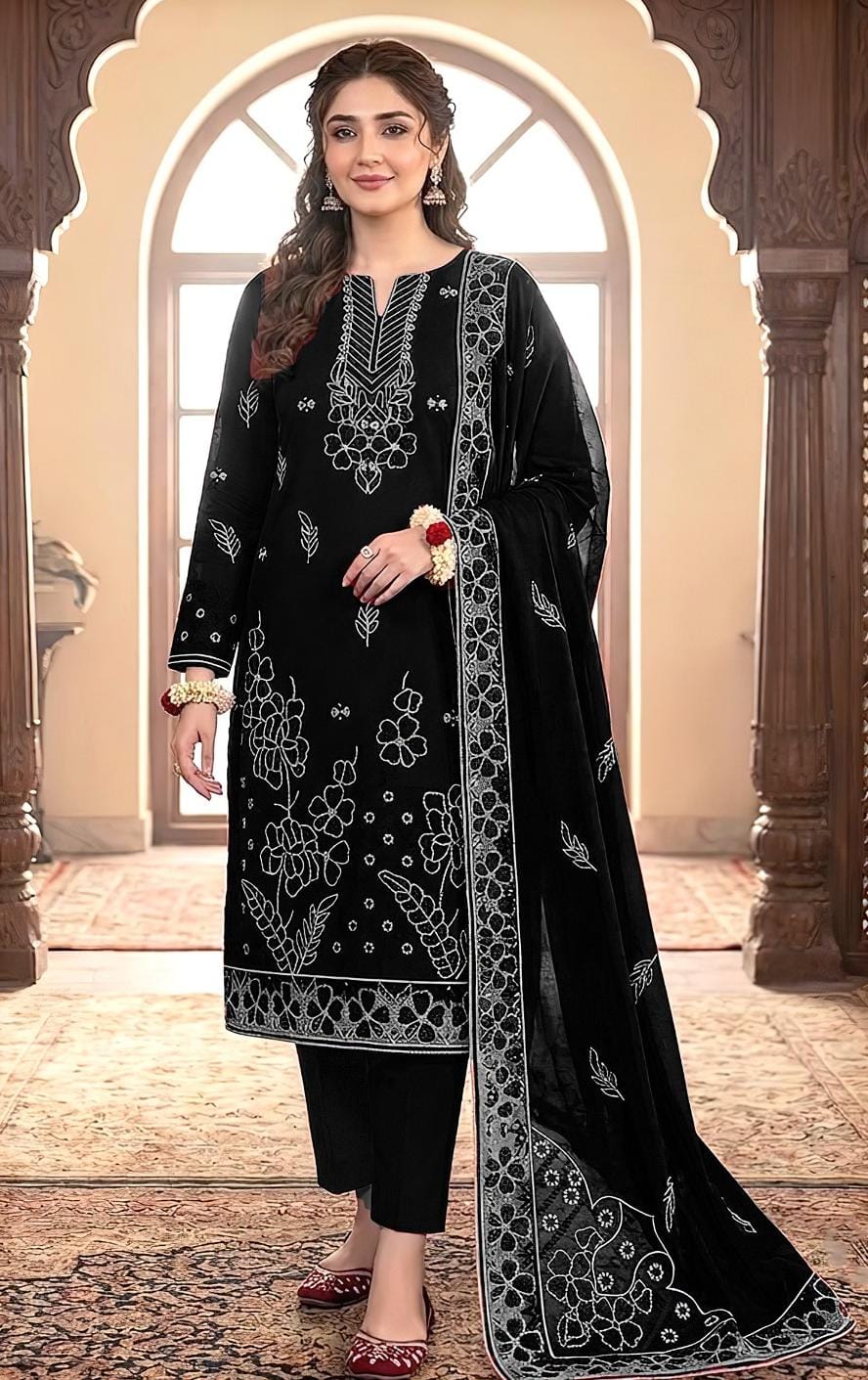 Maria B 2161 Heavy Embroidered Dhanak 3PC - Unstitched