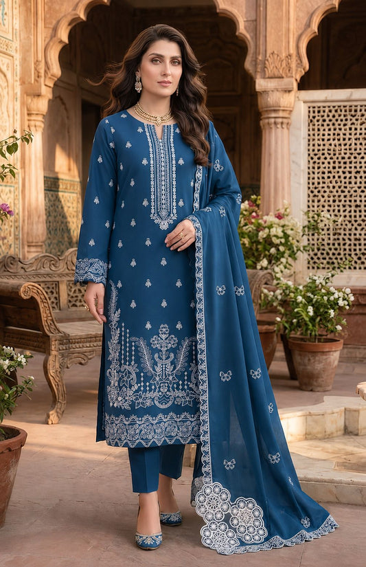 Maria B 2163 Heavy Embroidered Dhanak 3PC - Unstitched