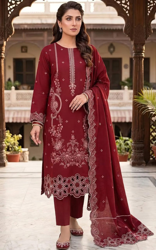 Maria B 2178 Heavy Embroidered Dhanak 3pc - Unstitched