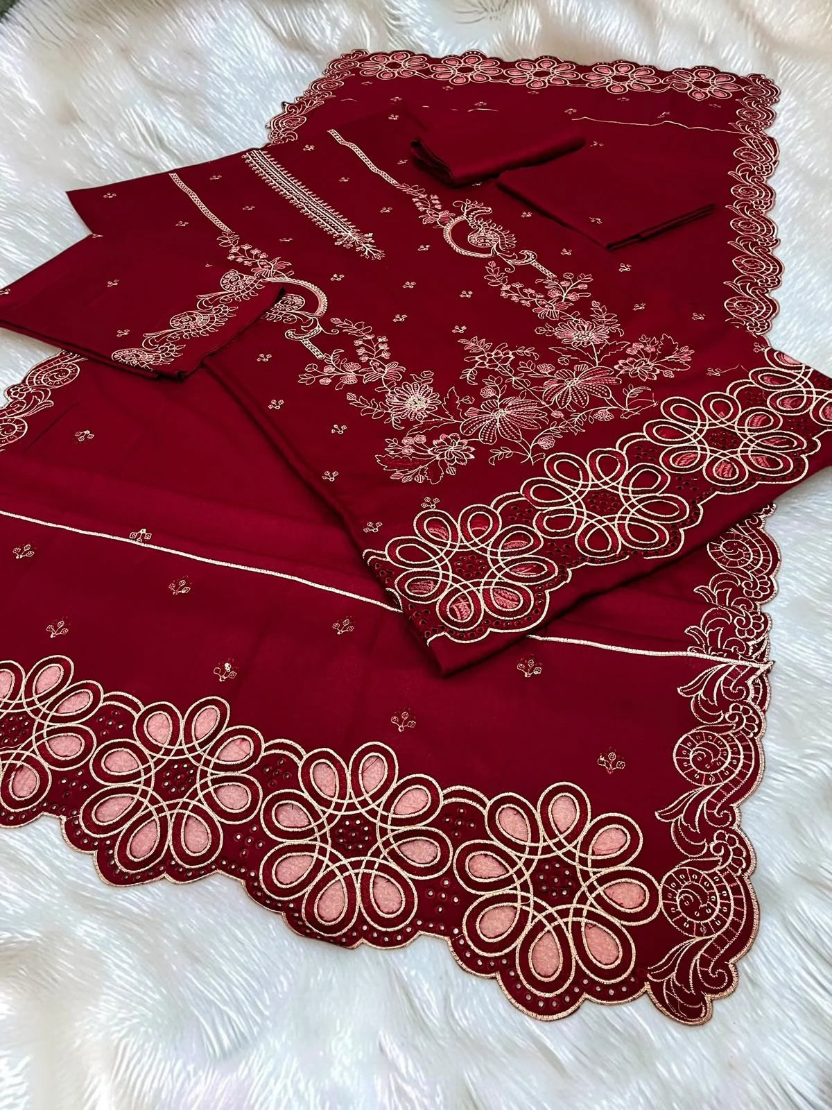 Maria B 2178 Heavy Embroidered Dhanak 3pc - Unstitched