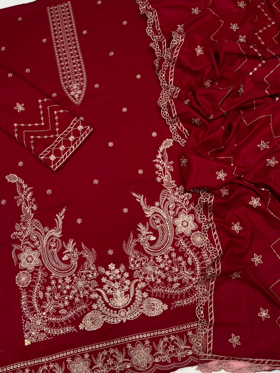Charizma 218 Heavy Embroidered Dhanak 3PC - Unstitched
