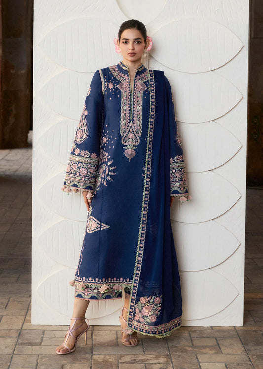 Hussain Rehar 2200 Heavy Embroidered Dhanak 3PC - Unstitched