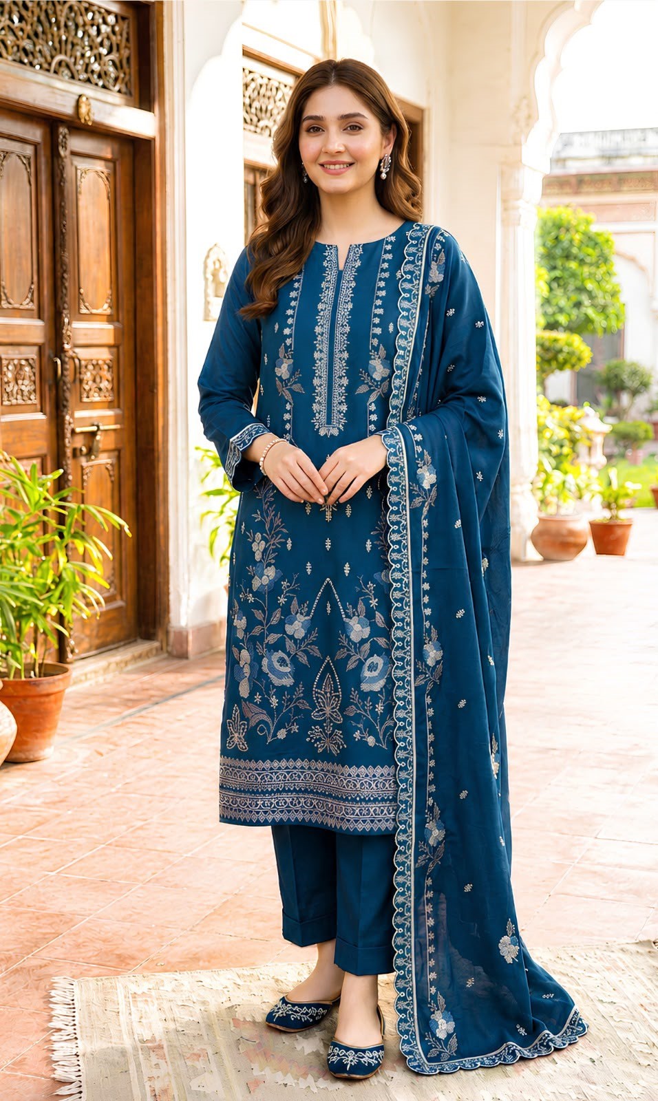 Bareeze 222 Heavy Embroidered Dhanak 3PC- Unstitched