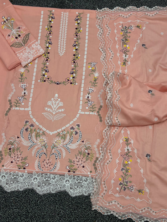Aneela's 2237 Heavy Embroidery Dhanak 3pc - Unstitched