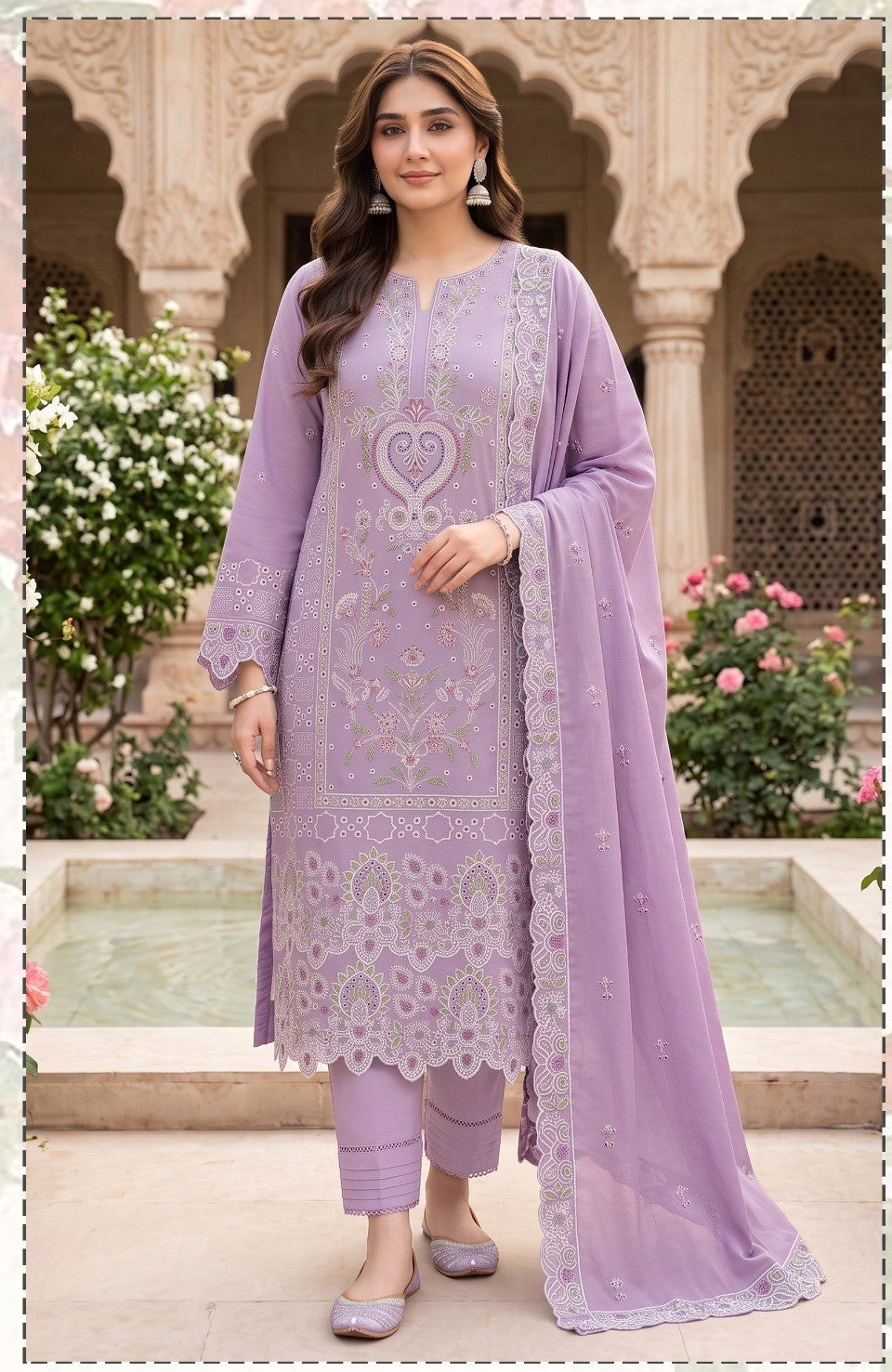 Elaaf 2253 Heavy Embroidery Dhanak 3PC - Unstitched