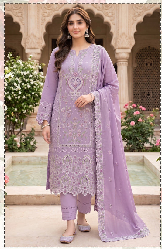 Elaaf 2253 Heavy Embroidery Dhanak 3PC - Unstitched