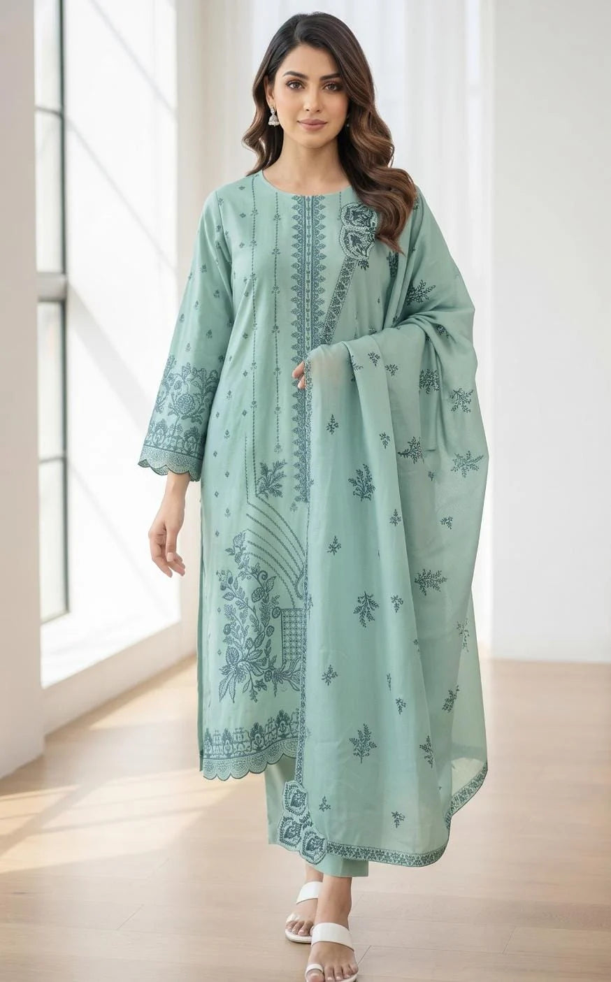 Maria B 2255 Heavy Embroidered Dhanak 3PC - Unstitched