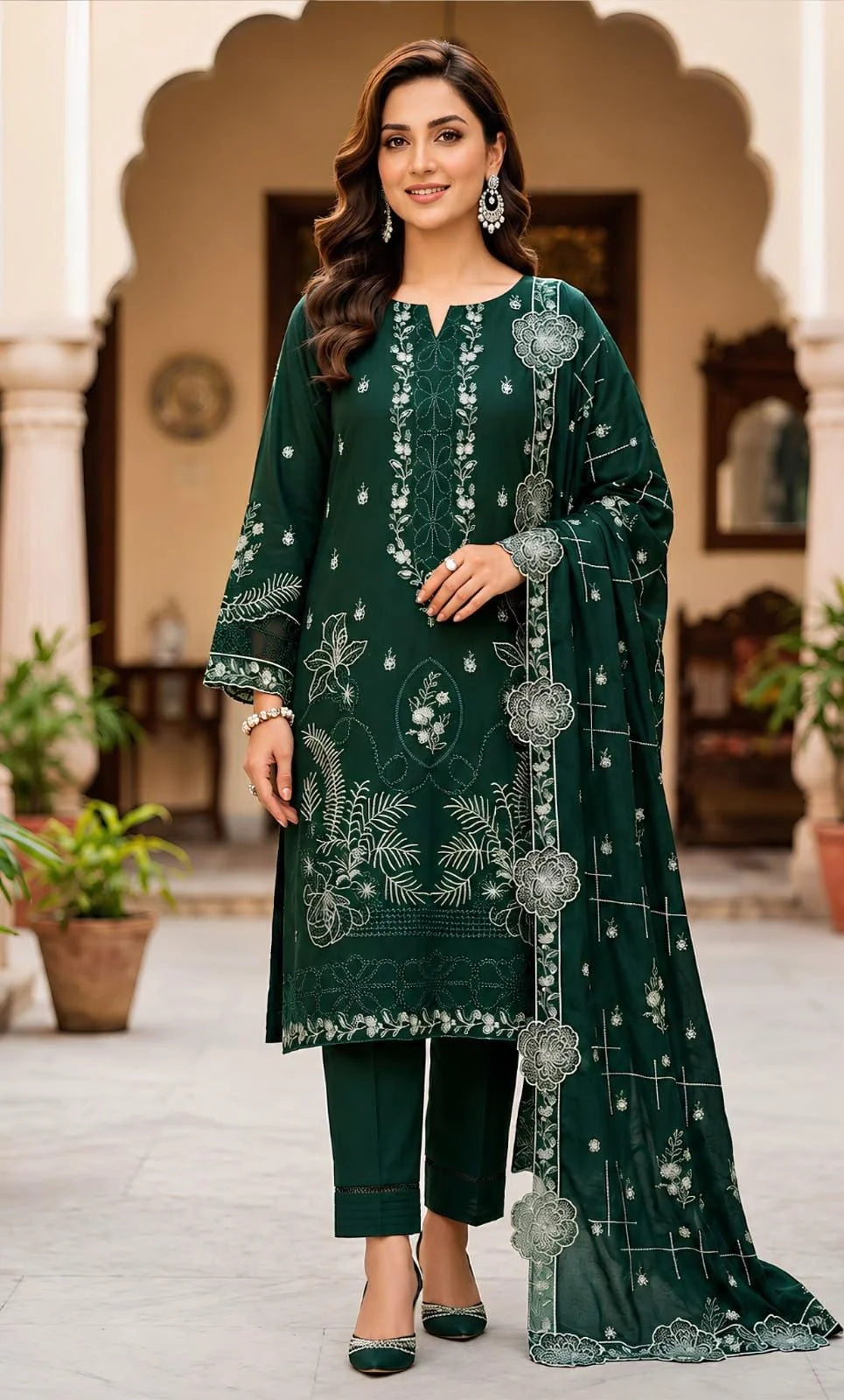 Motifz 226 Heavy Embroidered Dhanak 3PC- Unstitched