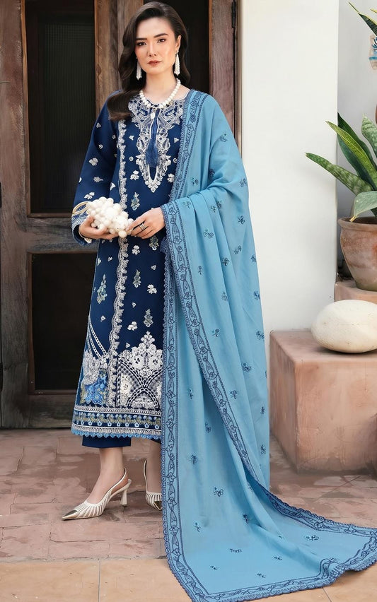 Hussain Rehar 2307 Heavy Embroidered Dhanak 3pc - Unstitched