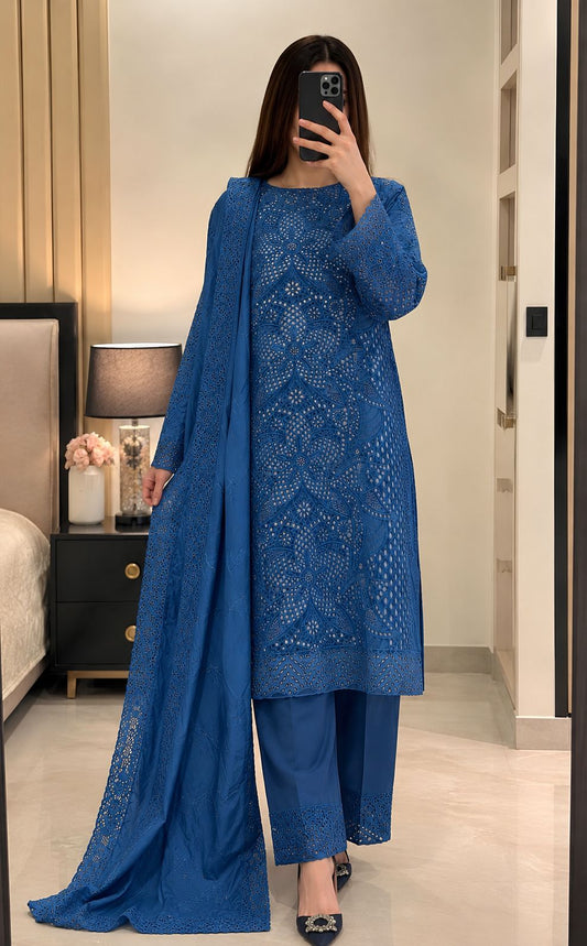 Maria B 231 Heavy Laserkari Embroidery Dhanak 3PC- Unstitched