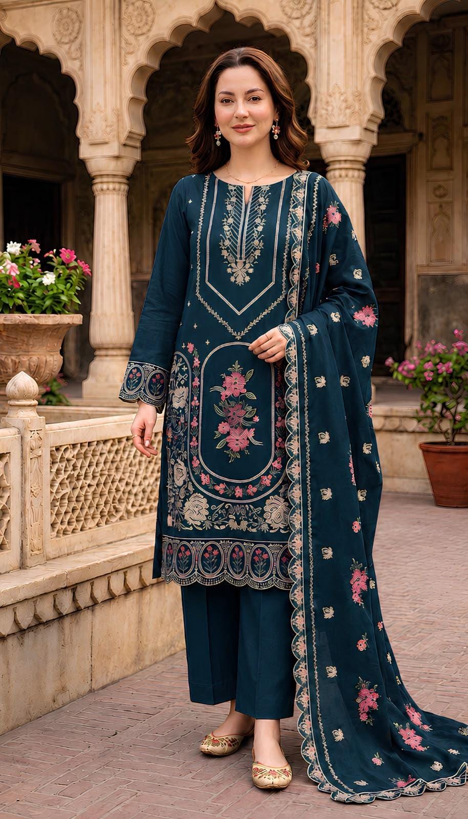 Gul Ahmed 237 Heavy Embroidered Dhanak 3PC- Unstitched