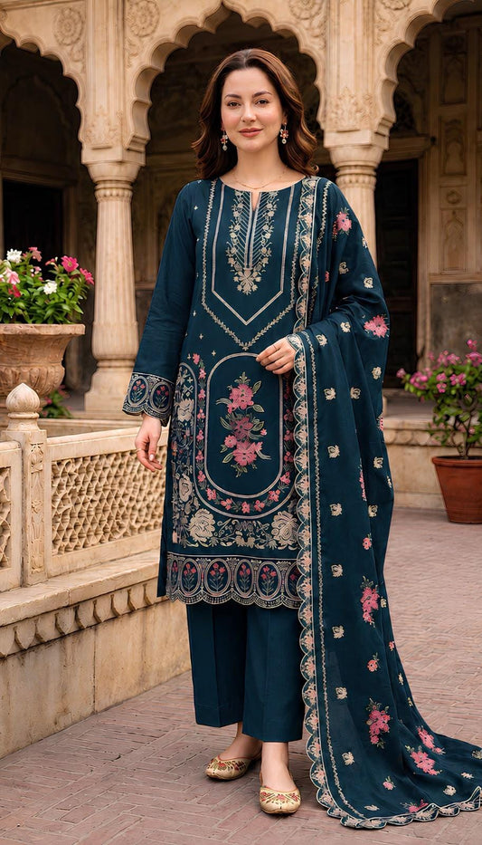 Gul Ahmed 237 Heavy Embroidered Dhanak 3PC- Unstitched
