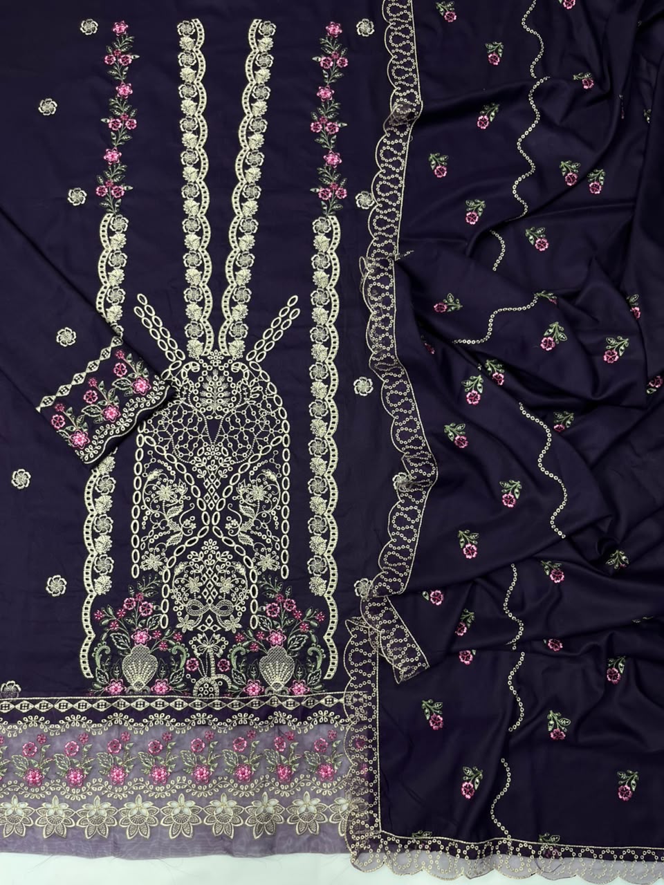 Gul Ahmed 241 Heavy Embroiderd Dhanak 3PC - Unstitched