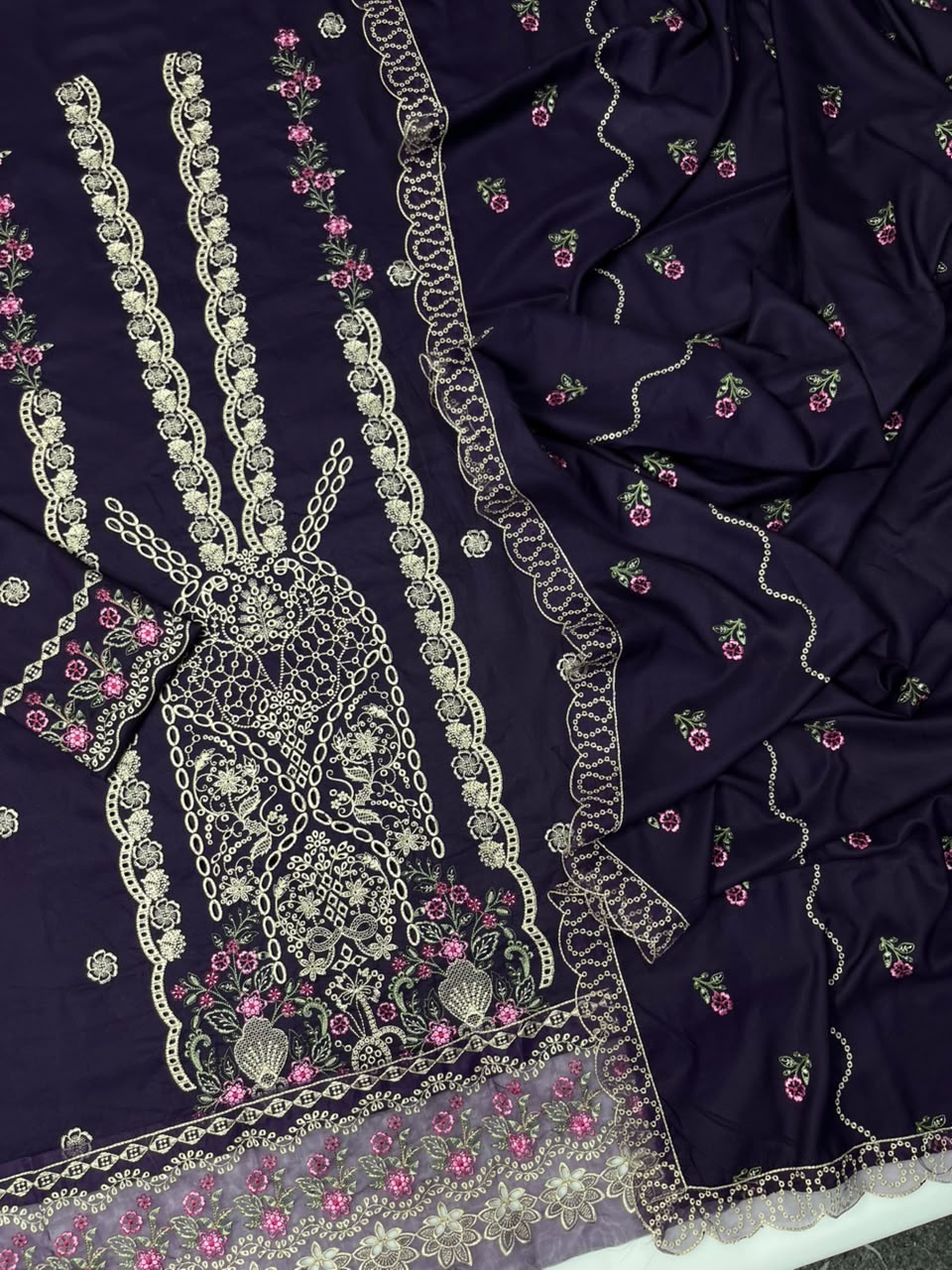 Gul Ahmed 241 Heavy Embroiderd Dhanak 3PC - Unstitched