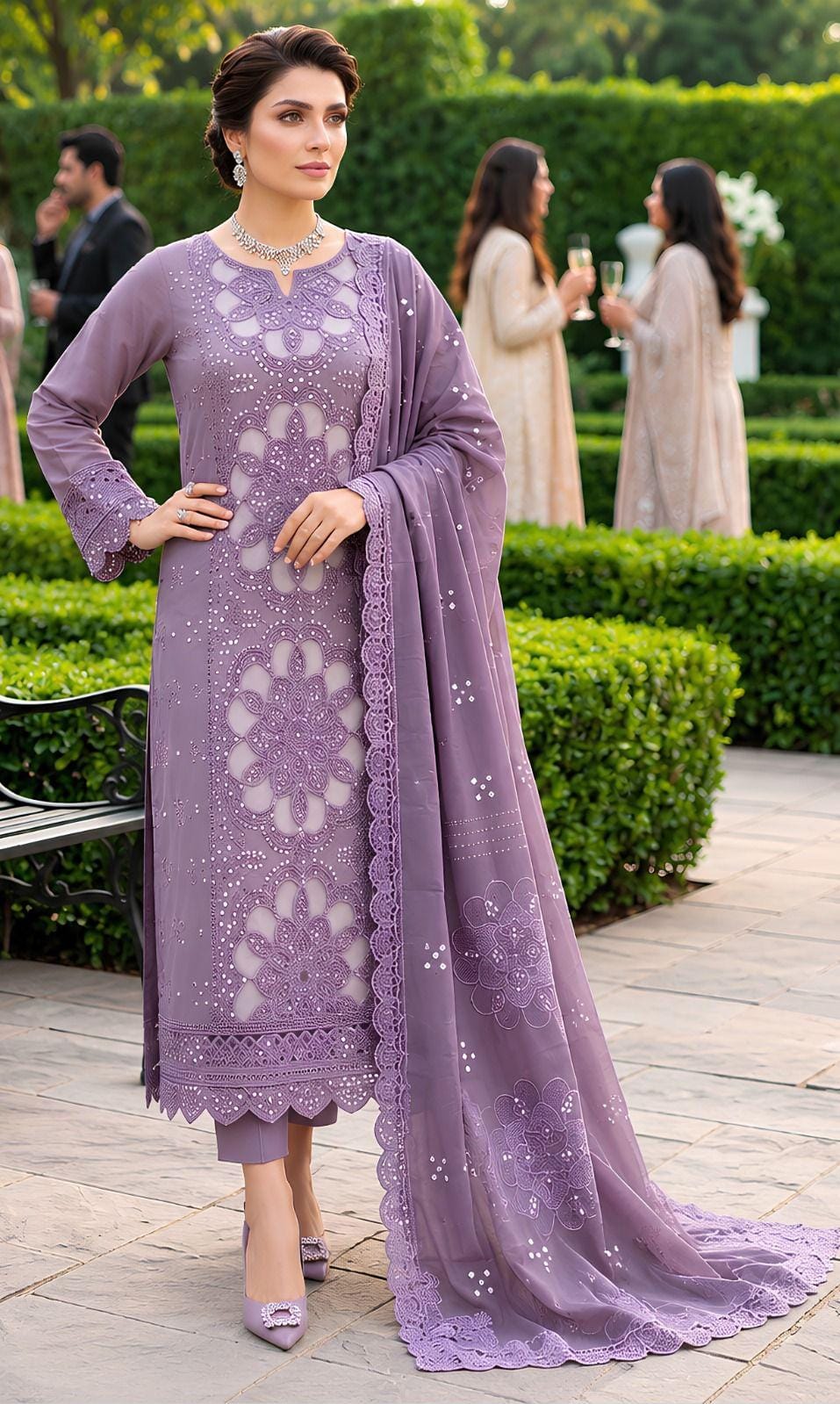 Johra 244 Heavy Laserkari Embroidered Dhanak 3PC- Unstitched