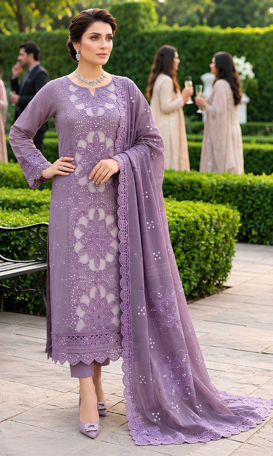 Johra 244 Heavy Laserkari Embroidered Dhanak 3PC- Unstitched