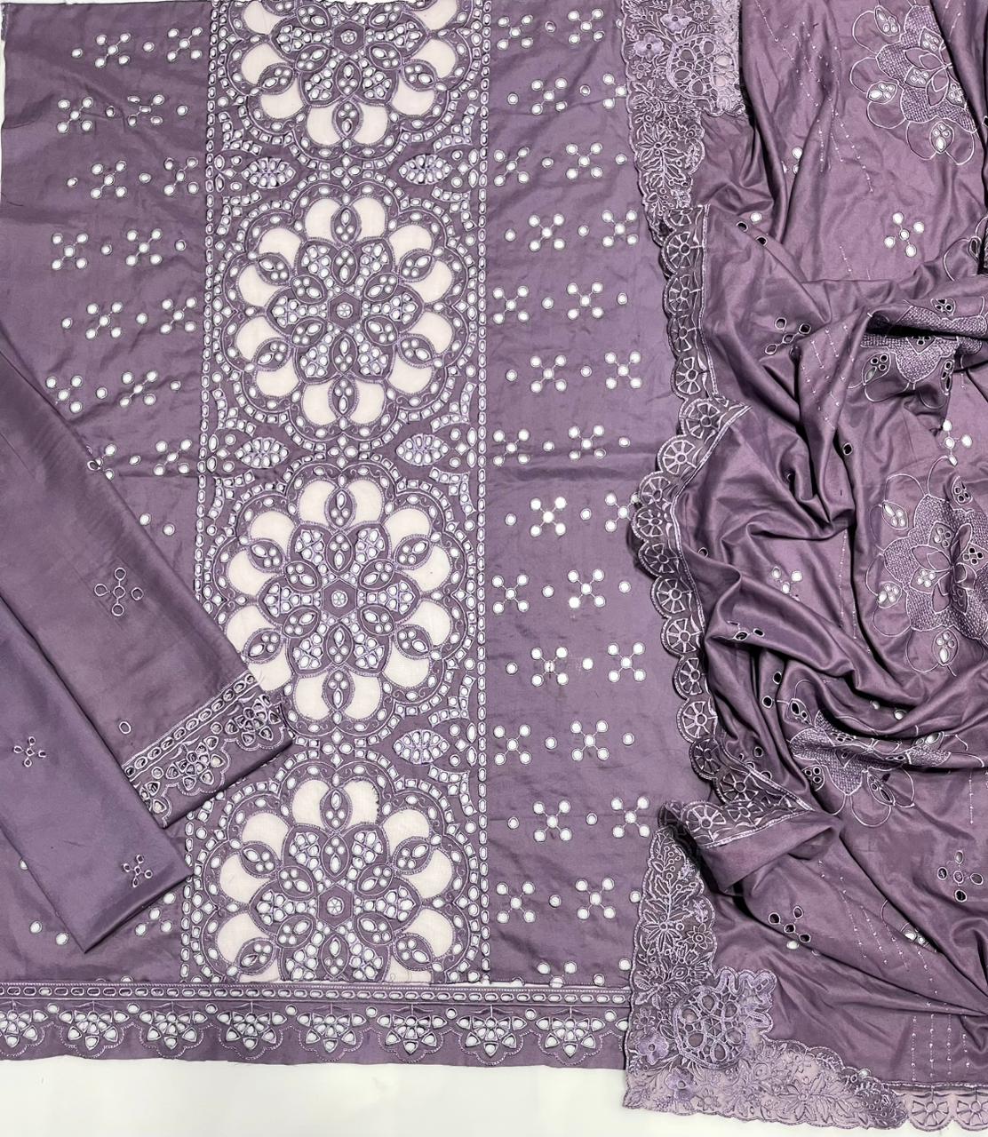 Johra 244 Heavy Laserkari Embroidered Dhanak 3PC- Unstitched