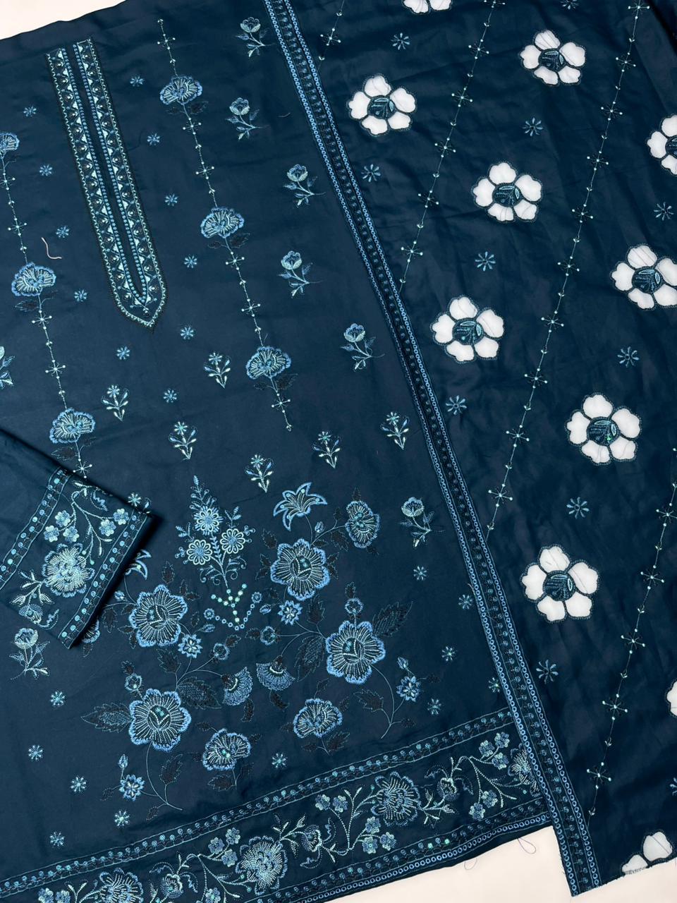 Sapphire 251 Heavy Embroidered Dhanak 3PC - Unstitched