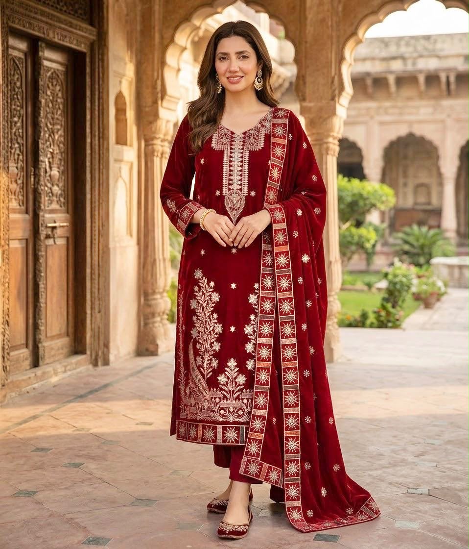 Asim Jofa 261 Heavy Embroidered Dhanak 3pc - Unstitched